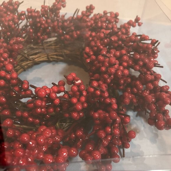 Candle Ring Red Berry Wreath Holder #JS - Picture 4 of 5